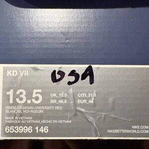 Nike KD VII White and Red Sneakers gently used size 13.5